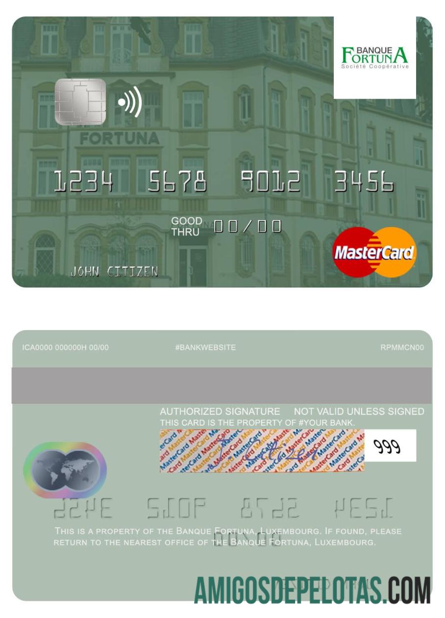 Luxembourg Banque Fortuna Mastercard real example